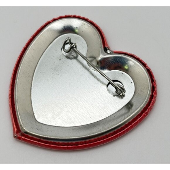 Vintage Official Hugger Heart Button Teddy Bear Pin Valentines Day Pinback - Picture 2 of 5